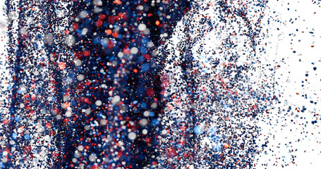 Vibrant red, blue, and white particles swirl. Perfect for technology, energy, or celebration themes.