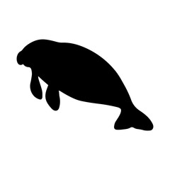 Cute manatee silhouette icon vector illustration design on white background.