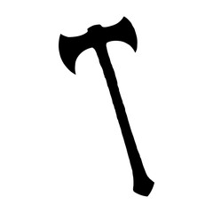 Double bit axe silhouette icon vector illustration design on white background.