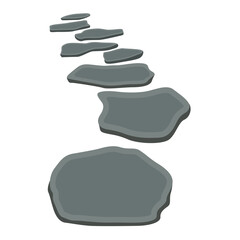 Garden Stone Pathway Style Illustration Isolated on White Background