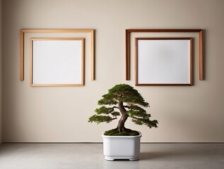 Fototapeta premium Frame mockup, Living room wall poster mockup. Interior mockup with house background. Modern interior design