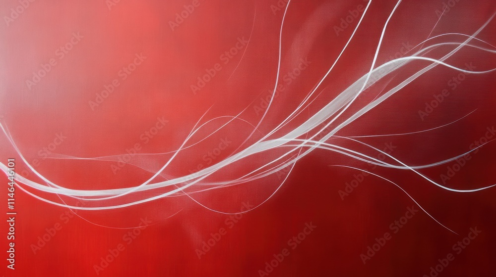 Leinwandbilder Abstract red background with flowing white lines creating a dynamic visual effect.