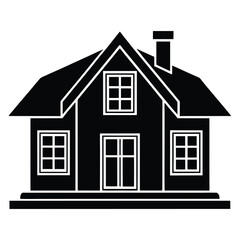 illustrations house building icon black silhouette