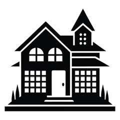 illustrations house building icon black silhouette
