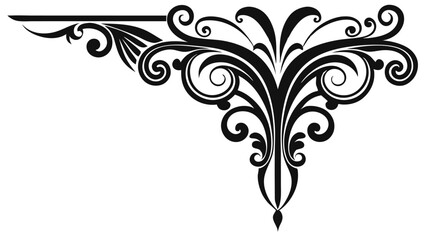 Elegant Decorative Divider Line with Symmetric Ornamental Border, Featuring Floral Motif and Abstract Flourish Filigree Elements