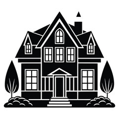 illustrations house building icon black silhouette