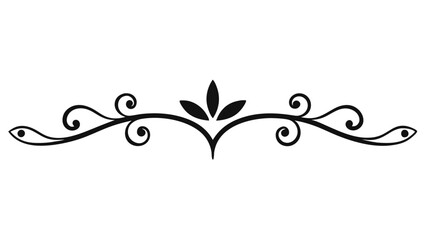 Elegant Decorative Divider Line with Symmetric Ornamental Border, Featuring Floral Motif and Abstract Flourish Filigree Elements