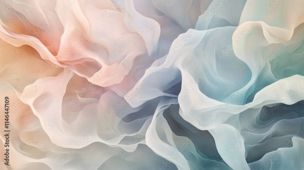 Poster Abstract soft waves of pastel colors create a serene and calming visual effect.