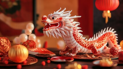 New year decoration with dragon art
