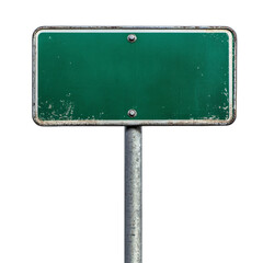 Green street sign isolated white background