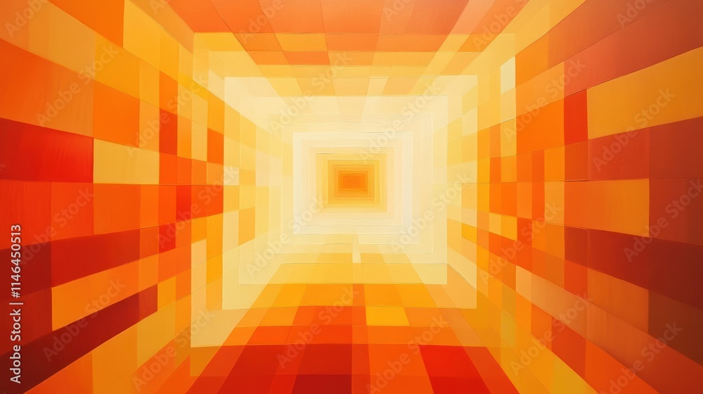 Leinwandbilder abstract vibrant orange and yellow geometric pattern creating a sense of depth and movement.
