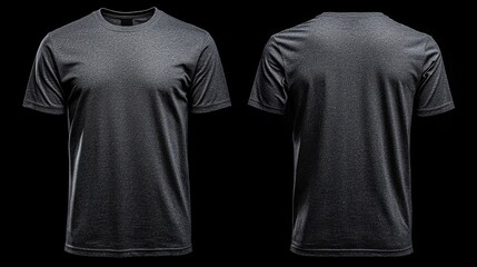 Stylish heather gray t-shirt showcased from front and back views in a simple presentation