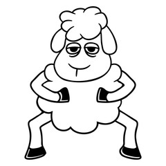 Sheep Tired Bored Look Standing Cute Cool Cartoon Design Lover Art Vector Illustration Card T-Shirt Poster Sticker Graphic Print Decorative Drawing Isolated Logo Decoration Symbol Creative Cool Style
