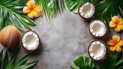 Fresh organic coconut image with copy space for text