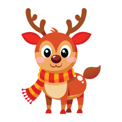 vector jolly cartoon reindeer with a red nose and festive