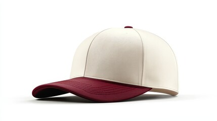 White snapback cap design featuring a striking red visor for stylish looks and comfort