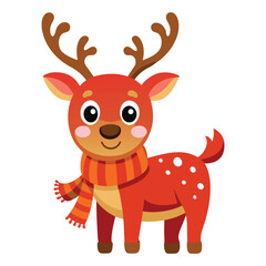vector jolly cartoon reindeer with a red nose and festive