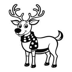 Fototapeta premium vector jolly cartoon reindeer with a red nose and festive