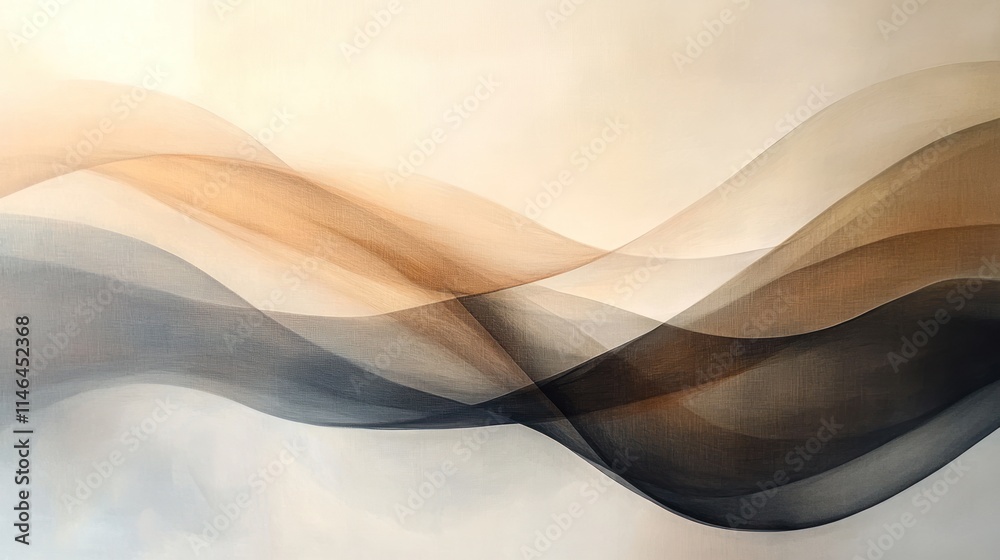 Aufkleber Abstract waves in soft hues create a serene and calming visual effect.