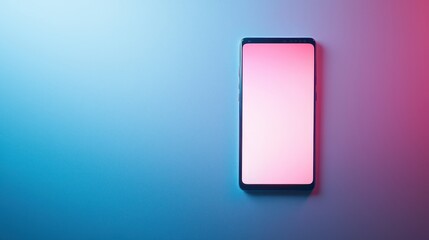 Sleek smartphone displays customizable blank screen in vibrant lighting setup