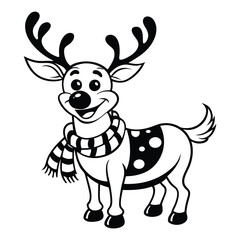 vector jolly cartoon reindeer with a red nose and festive