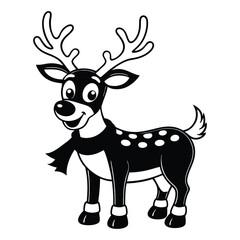 vector jolly cartoon reindeer with a red nose and festive