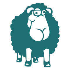 Sheep Looks Stupid Cute Funny Silly Cool Crazy Fun Design Lover Art Vector Illustration Card T-Shirt Poster Sticker Graphic Print Decorative Drawing Isolated Logo Decoration Symbol Creative Cool Style
