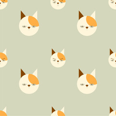 cute little cats cartoon character abstract embroidery seamless pattern. perfect decorative design for fabric, clothing, wallpaper, background, interior, decoration, ornament, ceramic, printing, tile