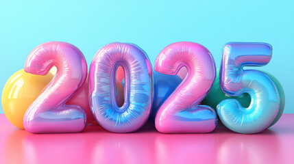 Happy New Year 2025 Background Balloon Vibrant Colorful