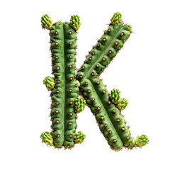 Naklejka premium Unique cactus shaped like the letter K with vibrant green tones