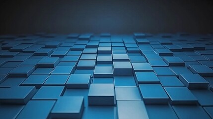 Abstract Blue Cube Grid Digital Background Texture