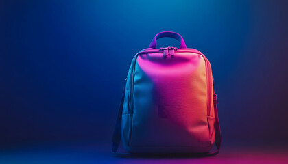 Stylish Backpack Under Neon Lighting Display