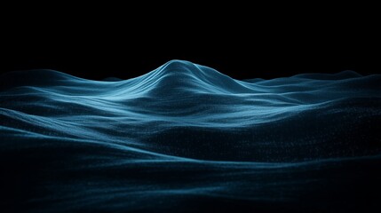 Abstract Dark Blue Digital Landscape with a Central Peak