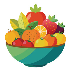 large bowl filled with fruits vector illustration
