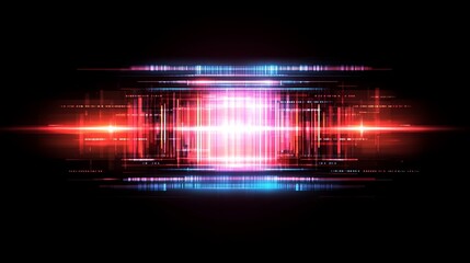 Abstract Digital Data Stream Red Blue Light Grid