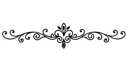 Elegant Decorative Divider Line with Symmetric Ornamental Border, Featuring Floral Motif and Abstract Flourish Filigree Elements
