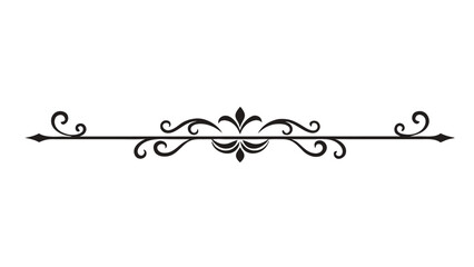 Elegant Decorative Divider Line with Symmetric Ornamental Border, Featuring Floral Motif and Abstract Flourish Filigree Elements