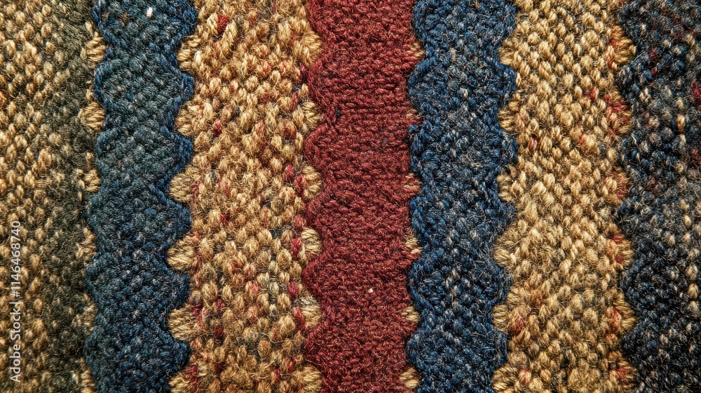 Poster Close-up of a textured woven fabric featuring alternating colors and patterns.