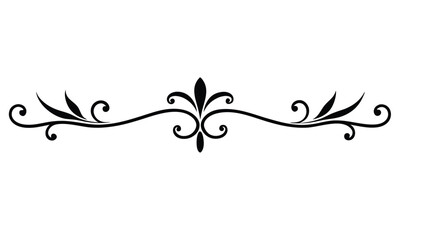 Elegant Decorative Divider Line with Symmetric Ornamental Border, Featuring Floral Motif and Abstract Flourish Filigree Elements