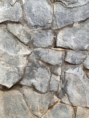 The wall is made up of many different sized stones