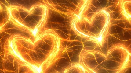 vibrant display of glowing hearts in a swirling pattern.