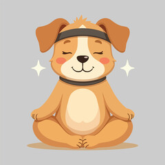 Fototapeta premium Meditating Cartoon Dog with Blurred Face