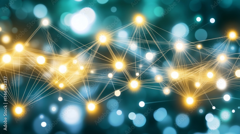 Poster abstract network connection illuminated nodes and lines
