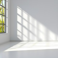 Obraz premium Bright and Minimalist Room with Natural Light and Window Shadows