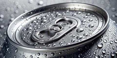 Clean Aluminum Can Mockup, Water Droplets, Condensation, Beverage Can, Realistic Product Photography, Studio Shot, Light Background