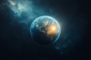 Fototapeta premium A stunning view of planet Earth captured from space, showcasing its beauty and resilience. Celebrate Earth Day by appreciating our unique home in the universe.