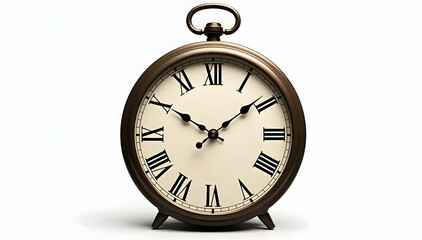 Elegant antique clock, Roman numerals, precise time; a timeless piece, meticulously crafted, showing the passage of time.