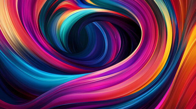 Vibrant abstract painting: bold curves and vibrant colors create a dynamic composition on a large canvas. Ecliptical. Illustration