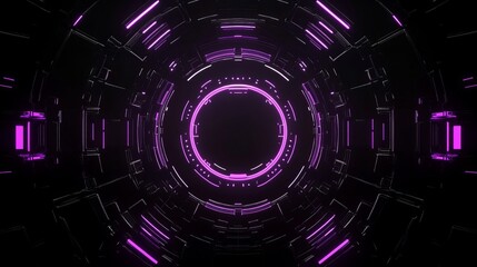 Fototapeta premium Abstract Purple Neon Circular Technology Interface Design