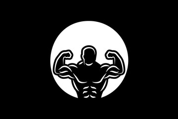 Fitness logo gym icon and background trainer logo bodybuilding strong icon vector illustration